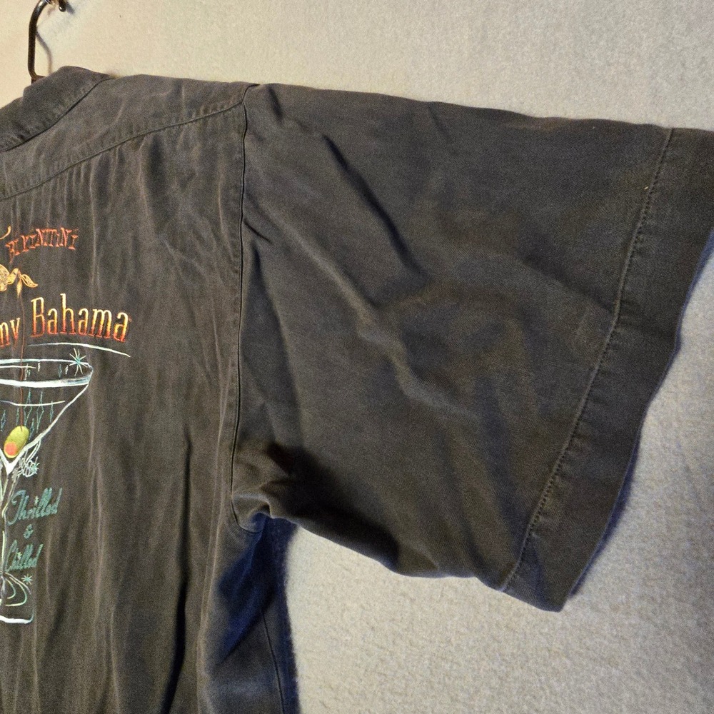Tommy Bahama Mens XL Black Silk Bikinitini Martini Embroidered Camp Shirt XL - Picture 11 of 16